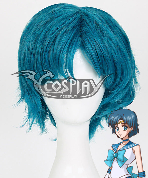 Sailor Moon Mizuno Ami Amy Anderson Sailor Mercury Blue Cosplay Wig