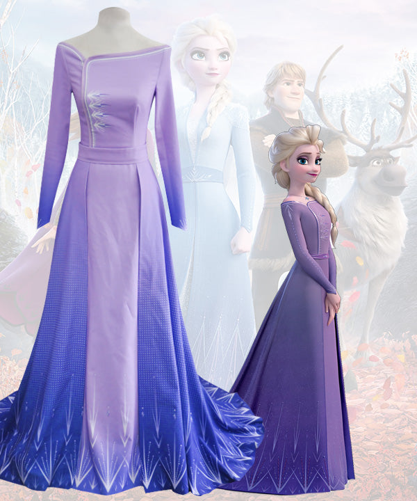 Disney Frozen 2 Elsa Purple Dress Cosplay Costume