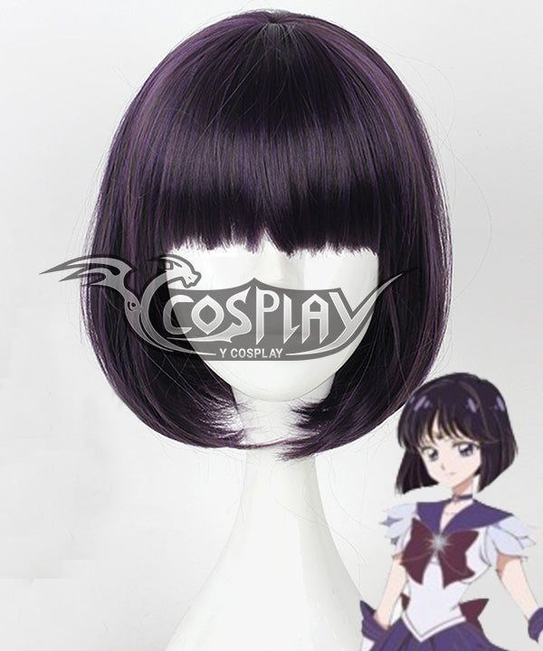 Sailor Moon Hotaru Tomoe Sailor Saturn Black Purple Cosplay Wig