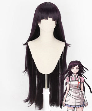 Super Danganronpa Dangan Ronpa 2 Mikan Tsumiki Black Purple Cosplay Wig