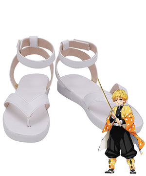 Demon Slayer: Kimetsu No Yaiba Agatsuma Zenitsu White Cosplay Shoes