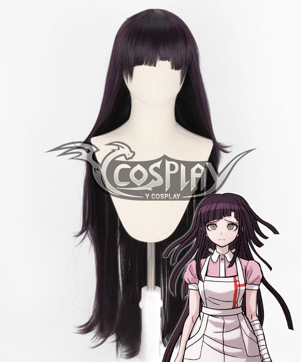 Super Danganronpa Dangan Ronpa 2 Mikan Tsumiki Black Purple Cosplay Wig