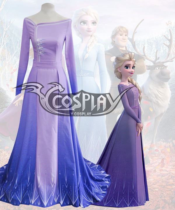 Disney Frozen 2 Elsa Purple Dress Cosplay Costume
