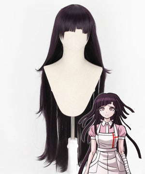 Super Danganronpa Dangan Ronpa 2 Mikan Tsumiki Black Purple Cosplay Wig