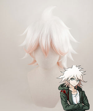 Super Danganronpa 2 Komaeda Nagito White Pink Cosplay Wig
