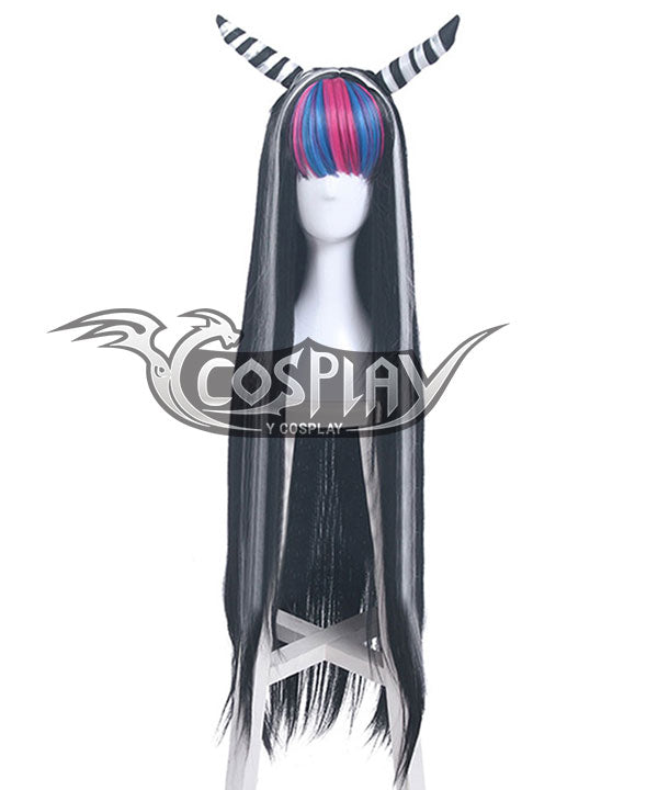 Danganronpa 2: Goodbye Despair Ibuki Mioda Black White Cosplay Wig - Wig + Horn