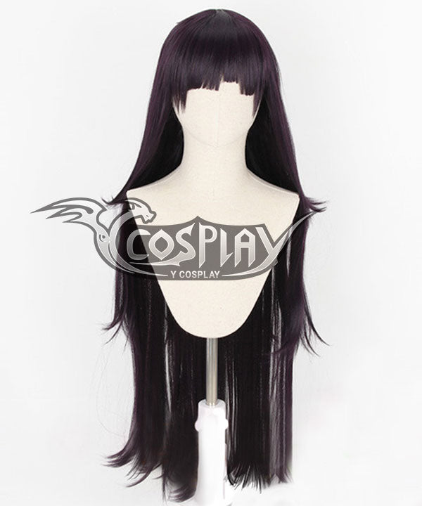 Super Danganronpa Dangan Ronpa 2 Mikan Tsumiki Black Purple Cosplay Wig