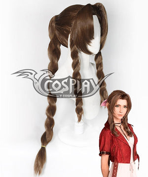 Final Fantasy VII remake FF7 Aerith Gainsborough Aeris Brown Cosplay Wig