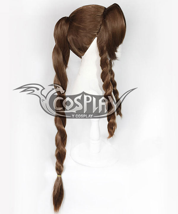 Final Fantasy VII remake FF7 Aerith Gainsborough Aeris Brown Cosplay Wig