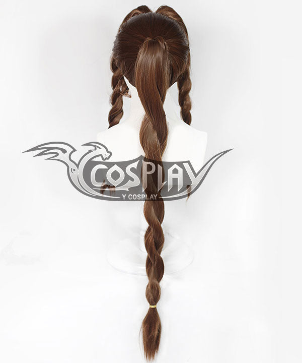 Final Fantasy VII remake FF7 Aerith Gainsborough Aeris Brown Cosplay Wig