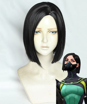 Valorant Viper Black Cosplay Wig