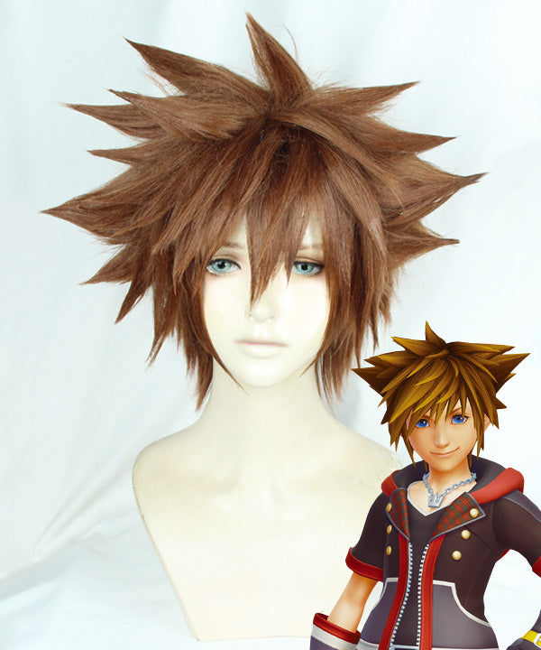 Kingdom Hearts III Sora Brown Yellow Cosplay Wig