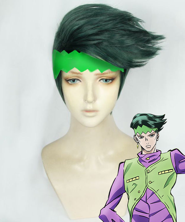 JoJo's Bizarre Adventure: Diamond Is Unbreakable Rohan Kishibe Deep Green Cosplay Wig