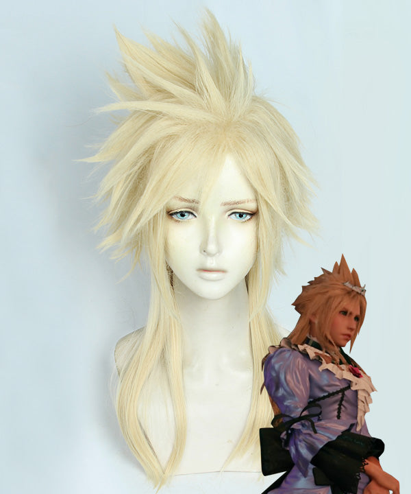 Final Fantasy VII Remake Cloud Strife Girl Golden Cosplay Wig