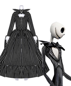 The Nightmare Before Christmas Female Jack Skellington Dress Halloween Cosplay Costume