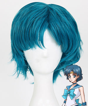 Sailor Moon Mizuno Ami Amy Anderson Sailor Mercury Blue Cosplay Wig