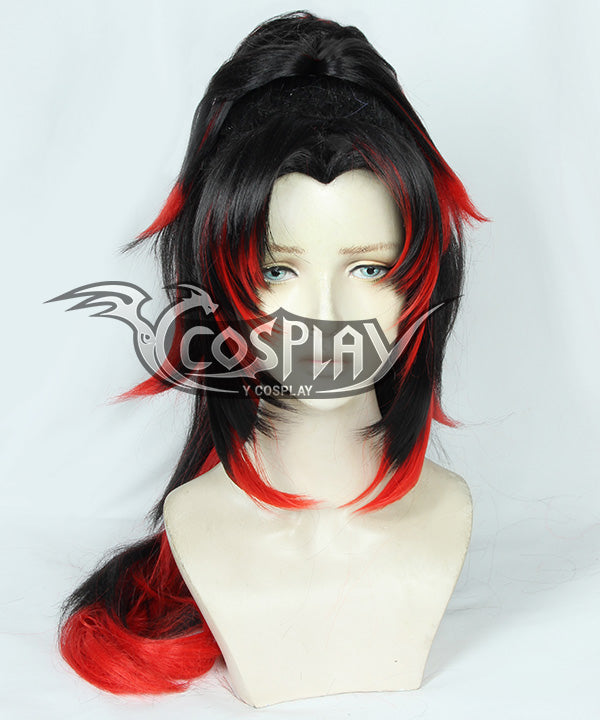 Demon Slayer: Kimetsu no Yaiba Tsugikuni Yoriichi Black Red Cosplay Wig