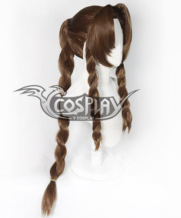Final Fantasy VII remake FF7 Aerith Gainsborough Aeris Brown Cosplay Wig