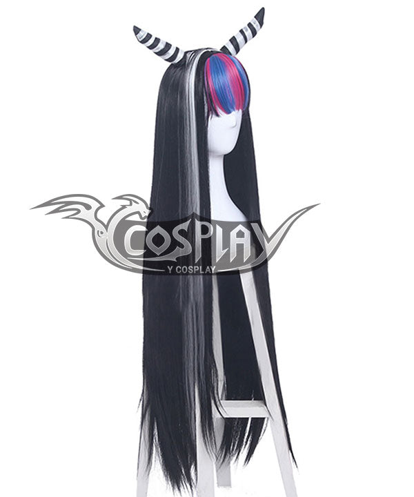 Danganronpa 2: Goodbye Despair Ibuki Mioda Black White Cosplay Wig - Wig + Horn